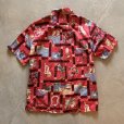 画像7: 【S/M】USA製 PARADISE BAY コットン 半袖アロハシャツ 赤 総柄■ビンテージ オールド アメリカ古着 花柄 ハイビスカス ハワイ