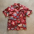 画像1: 【S/M】USA製 PARADISE BAY コットン 半袖アロハシャツ 赤 総柄■ビンテージ オールド アメリカ古着 花柄 ハイビスカス ハワイ (1)