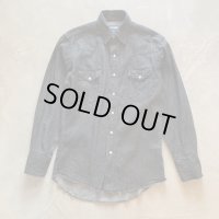 【M】90s-2000s Wrangler ブラックデニム 長袖ウエスタンシャツ 黒■ビンテージ オールド アメリカ古着 ラングラー カウボーイ ロデオ