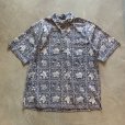 画像1: 【XL】90s Reyn Spooner プルオーバー 半袖アロハシャツ 紺 総柄■ビンテージ アメリカ古着 ビキニタグ レインスプーナー 裏刷り (1)