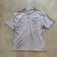【L/XL】carhartt ヘンリーネックTシャツ ライトグレー■アメリカ古着 カーハート ビッグサイズ