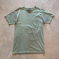 【M】90s USA製 Columbia ポケットTシャツ スモーキーグリーン■ビンテージ オールド アメリカ古着 コロンビア コットン シングルステッチ