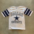 画像1: 【S or Ladies】90s USA製 LOGO7 Vネック プリントTシャツ 白■ビンテージ アメリカ古着 アメフト ダラスカウボーイズ レディース (1)
