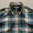 画像2: 【S/M】Ralph Lauren ボタンダウン 長袖シャツ 緑タータンチェック■ビンテージ オールド アメリカ古着 ポロ ラルフローレン