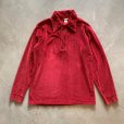 画像1: 【M/L】70s USA製 ELLMAR パイル地 長袖ポロシャツ えんじ 赤系■ビンテージ オールド レトロ アメリカ古着 ロンT 80s (1)