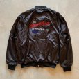 画像1: 【XL】80s USA製 シボレー ハートビート 刺繍入り ナイロンサテンジャケット ブラック 黒■ビンテージ オールド アメリカ古着 企業 アメ車 (1)