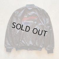 【XL】80s USA製 シボレー ハートビート 刺繍入り ナイロンサテンジャケット ブラック 黒■ビンテージ オールド アメリカ古着 企業 アメ車