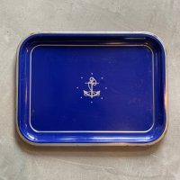 【26.3cm×35.0cm】アンカーマーク スチールトレイ ネイビー■ビンテージ アンティーク レトロ アメリカ雑貨 マリン USN No.2