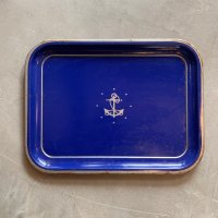 【26.3cm×35.0cm】アンカーマーク スチールトレイ ネイビー■ビンテージ アンティーク レトロ アメリカ雑貨 マリン USN No.3