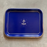 【26.3cm×35.0cm】アンカーマーク スチールトレイ ネイビー■ビンテージ アンティーク レトロ アメリカ雑貨 マリン USN No.4