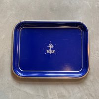 【26.3cm×35.0cm】アンカーマーク スチールトレイ ネイビー■ビンテージ アンティーク レトロ アメリカ雑貨 マリン USN No.1