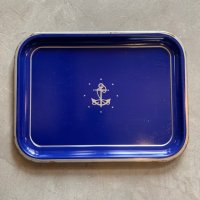 【26.3cm×35.0cm】アンカーマーク スチールトレイ ネイビー■ビンテージ アンティーク レトロ アメリカ雑貨 マリン USN No.5