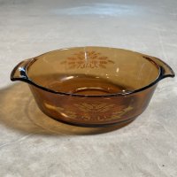 【21.6cm】USA製 アンカーホッキング キャセロール アンバー■ビンテージ アンティーク レトロ アメリカ雑貨 蓋無し ファイヤーキング