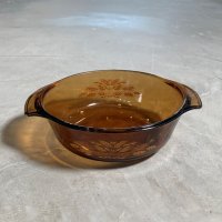 【19.2cm】USA製 アンカーホッキング キャセロール アンバー■ビンテージ アンティーク レトロ アメリカ雑貨 蓋無し ファイヤーキング