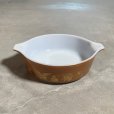 画像1: 【15.6cm】USA製 PYREX ミルクガラス キャセロール ペイント入り 茶色■ビンテージ アンティーク アメリカ雑貨 オールドパイレックス (1)