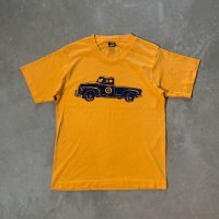 【Kids or Ladies】90s USA製 FRUIT OF THE LOOM アメ車 トラック プリントTシャツ 黄色■ビンテージ アメリカ古着 キッズ レディース