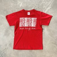 【Kids】90s JERZEES オールコットン プリントTシャツ 赤■ビンテージ オールド アメリカ古着 子供服 キッズ アート
