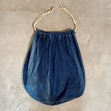 【70cm×62cm】40s US ARMY NAVY デニム ランドリーバッグ インディゴ■ビンテージ アメリカ古着 ミリタリー バラックバッグ Mo.1
