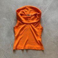 【Ladies】JIL SANDER タートルネック ノースリーブ アセテート トップス オレンジ■古着 ジルサンダー レディース