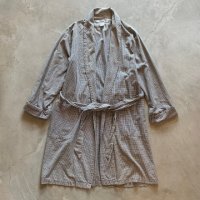 【M】CLUB MONACO コットン ショールカラーガウン 白黒ギンガムチェック■ビンテージ オールド レトロ アメリカ古着 ロングコート ローブ