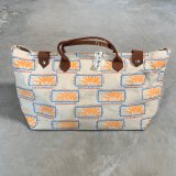【31cm×63cm】USA製 AIR-TEX キャンバス トートバッグ 総柄■ビンテージ オールド アメリカ古着 プリント入り 旅行鞄
