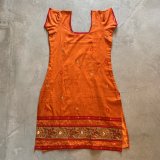 【Ladies】インド パンジャビドレス クルタ ワンピース 茶色 刺繍■ビンテージ レトロ アメリカ古着 レディース アジアン エスニック