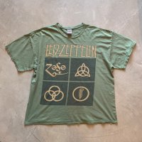 【2XL】GILDAN レッドツェッペリン 4シンボル バンドTシャツ グリーン 緑■ビンテージ オールド アメリカ古着 ギルダン ロック