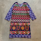 【Ladies】インド パンジャビドレス クルタ ワンピース 青 刺繍■ビンテージ レトロ アメリカ古着 レディース アジアン エスニック