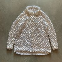 【Ladies】UNKNOWN ポップコーントップス 長袖シャツ 白無地■ビンテージ オールド レトロ アメリカ古着 レディース ブラウス