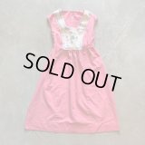 【Ladies】70s 刺繍入り ノースリーブ ワンピース ピンク 花柄■ビンテージ オールド レトロ アメリカ古着 レディース キッズ 子供服
