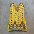 画像1: 【Ladies】インド パンジャビドレス クルタ ワンピース 黄色 刺繍■ビンテージ レトロ アメリカ古着 レディース アジアン エスニック (1)