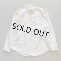 【M/L】Levi's 長袖シャツ ホワイト 白無地■ビンテージ オールド アメリカ古着 リーバイス 2000s Y2K 赤タブ 白シャツ