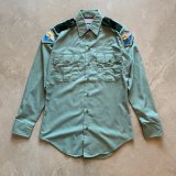 【S】USA製 MARDAC ワッペン付き ポプリン 長袖シャツ ■ビンテージ オールド レトロ アメリカ古着 フロリダ 公園 80s ワークウェア
