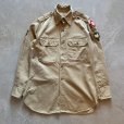 画像1: 【S/M】50s 米軍実物 マチ付き チノクロス 長袖シャツ カーキ■ビンテージ オールド アメリカ古着 ミリタリー US ARMY ワッペン付き (1)