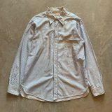 【M】50s-60s UTICA マチ付き 長袖シャツ 青白ストライプ■ビンテージ オールド レトロ アメリカ古着 オールコットン