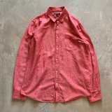 【L/XL】バナナリパブリック 長袖リネンシャツ 杢レッド ピンク■ビンテージ オールド レトロ アメリカ古着 バナリパ
