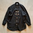 画像1: 【L/XL】オーストリア製 Amann 長袖リネンシャツジャケット ブラック 黒■ビンテージ オールド レトロ アメリカ古着 (1)