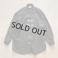 【L/XL】オーストリア製 Amann 長袖リネンシャツジャケット ブラック 黒■ビンテージ オールド レトロ アメリカ古着
