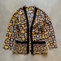 【Ladies】70s JC Penney 長袖シャツ カーディガン 蝶々×花 総柄■ビンテージ レトロ アメリカ古着 ユーロ レディース