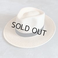 【58cm】グアテマラ製 Handwoven 中折れ 麦わら帽子 ハット■ビンテージ オールド レトロ アメリカ古着 手編み