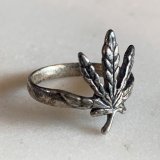 【15号-16号】925刻印 マリファナモチーフ シルバーリング■ビンテージ アンティーク ジュエリー 指輪 アクセサリー No.1