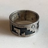 【14号】メキシコ製 オーバーレイ シルバーリング■ビンテージ アンティーク 指輪 アクセサリー インディアンジュエリー ホピ族