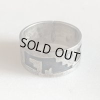 【14号】メキシコ製 オーバーレイ シルバーリング■ビンテージ アンティーク 指輪 アクセサリー インディアンジュエリー ホピ族
