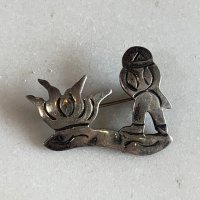 【2.3cm×3.1cm】925刻印 メキシコ製 シルバーピンズ■ビンテージ アンティーク ピンバッチ ブローチ メキシカン ソンブレロ