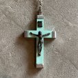 画像2: 【3.8cm×2.3cm】キッズサイズ イタリア製 キリスト 十字架 ロザリオ ネックレス 水色■ビンテージ アンティーク アクセサリー インテリア