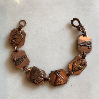 【19.0cm】ネイティブアメリカン 銅製 ブレスレット■ビンテージ アンティーク アクセサリー インディアンジュエリー COPPER刻印