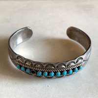 【6.5cm】ネイティブアメリカン「CHARLEY」ターコイズ シルバーバングル ブレスレット■ビンテージ アンティーク インディアン ナバホ