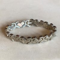 【16.0cm】メキシコ製 925刻印 ハートモチーフ シルバーブレスレット■ビンテージ アンティーク アクセサリー レトロ レディース