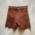 画像1: 【W27-W28】UNKNOWN カットオフ ディアスキン ショートパンツ 茶■ビンテージ アメリカ古着 レディース ショーツ レザーパンツ 革パン (1)