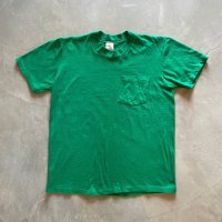 【Ladies】80s USA製 STEDMAN バックプリント ポケットTシャツ 緑■ビンテージ オールド アメリカ古着 レディース シングルステッチ